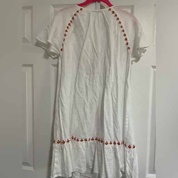 Madewell Embroidered Linen-blend Raglan Ruffle Mini Dress - Picture 7 of 7